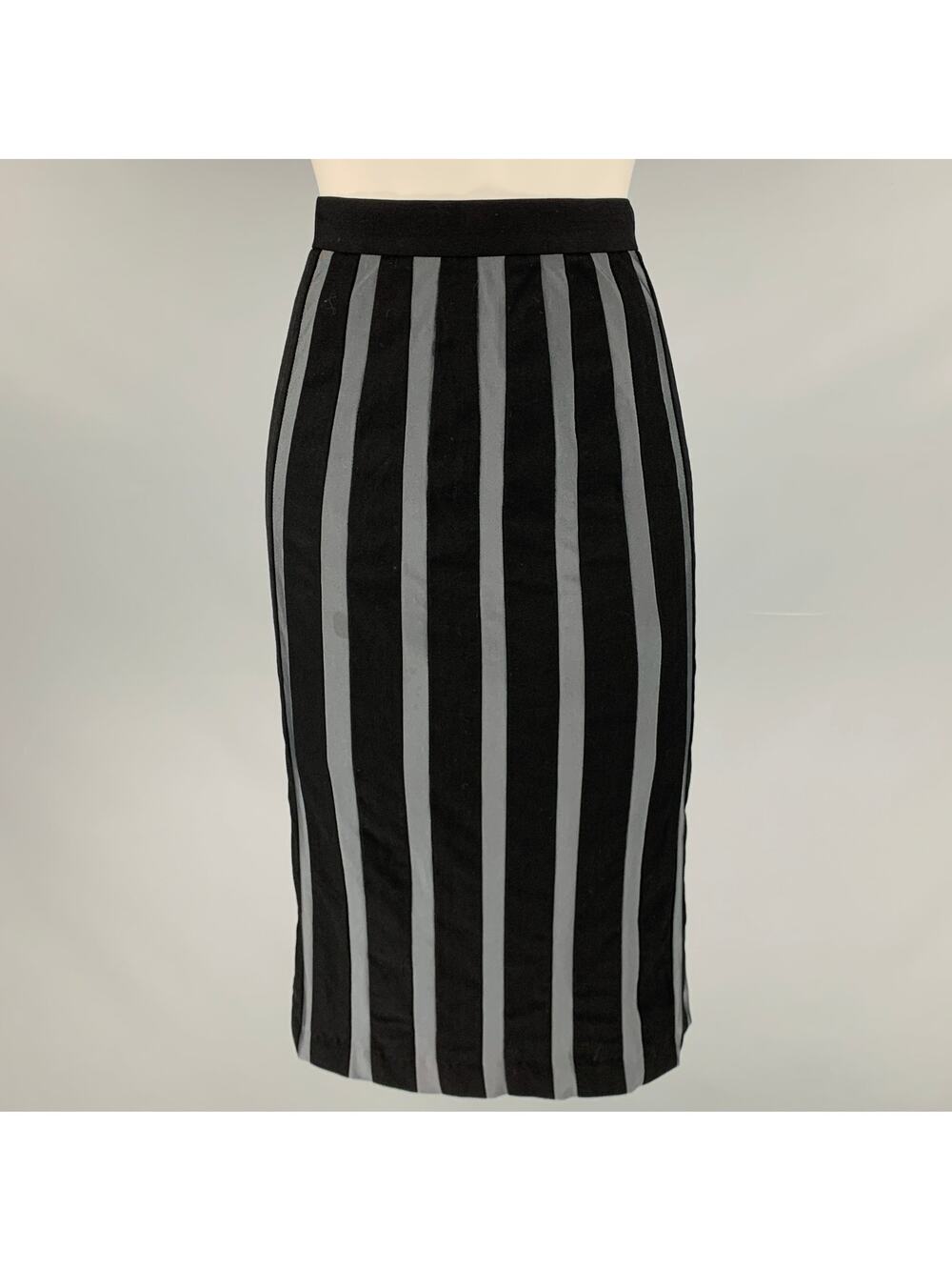 JEAN PAUL GAULTIER Size 4 Black Grey Stripe Pencil Skirt